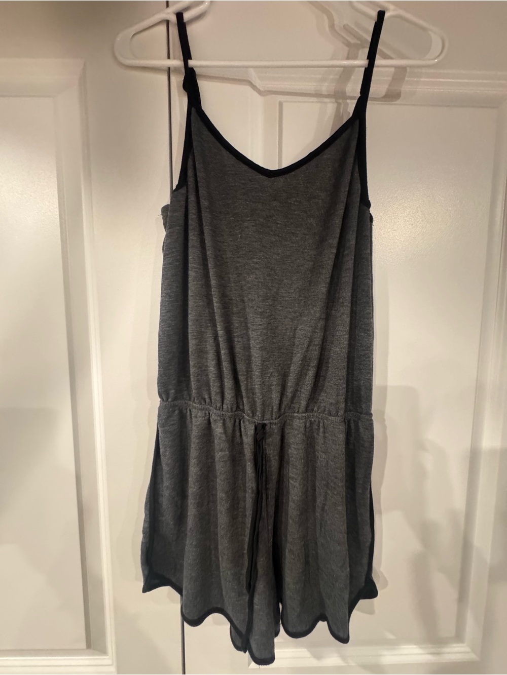 Mossimo Supply Co. Charcoal Gray Knit Romper with Black Trim